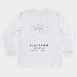 ULAANBAATAR MONGOLIA MAP Kids Long Sleeve T-Shirt